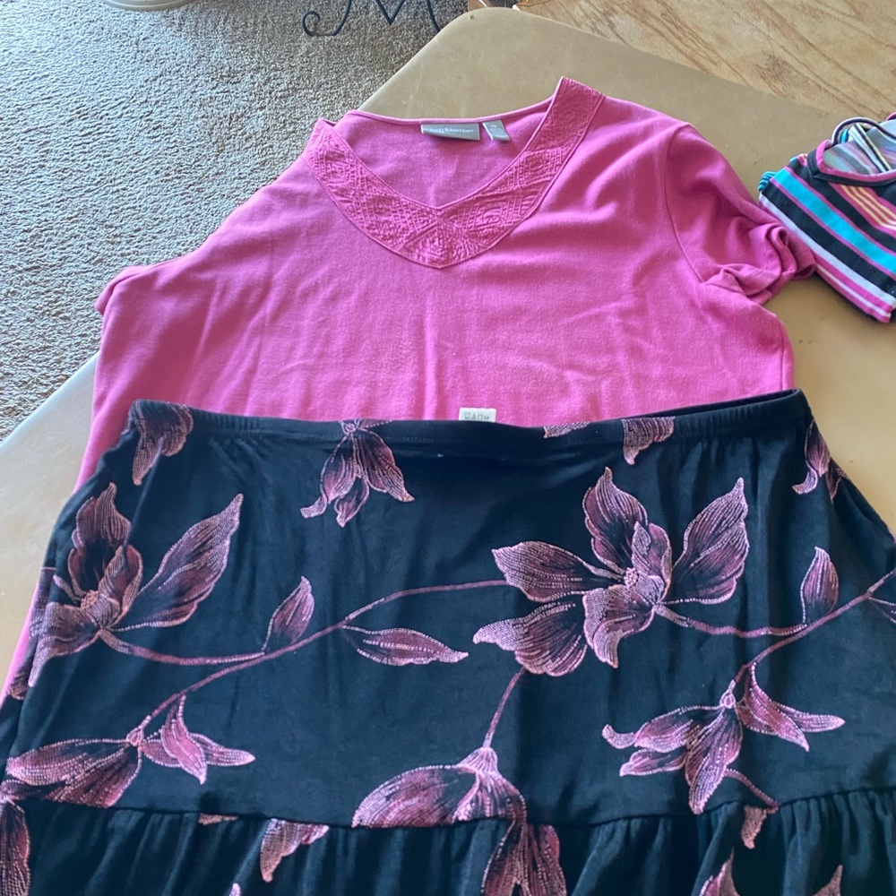 Croft & Barrow Mauve Top, in good shape & NWT Briggs New York Black/Mauve Skirt